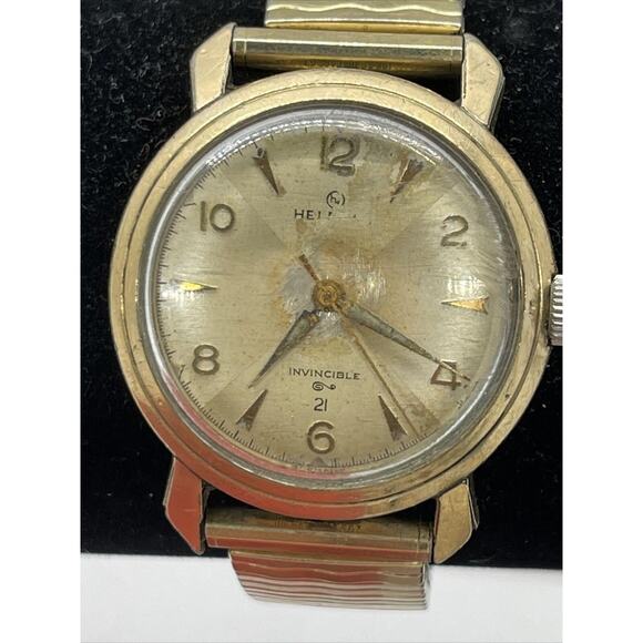 Mens Vintage Helbros Invincible Watch Running Mechanical Stretch